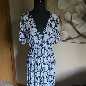 Floral Black and White Dress